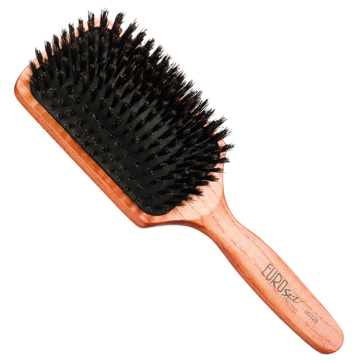 E-shop Eurostil Cushion Brush Wooden Boar - kefy na rozčesávanie vlasov, diviačie štetiny 00328 - Paddle - plochá