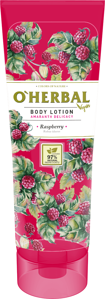 EXP(4/2023) O'HERBAL Vegan Body Lotion Amaranth Delicacy - tělové mléko amarant s malinami, 200 ml