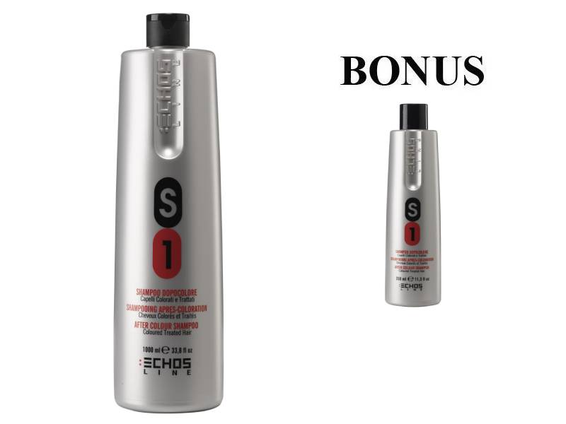 AKCE: Echosline S1 After Color Shampoo - šampon na barvené vlasy, 1000 ml + 350 ml