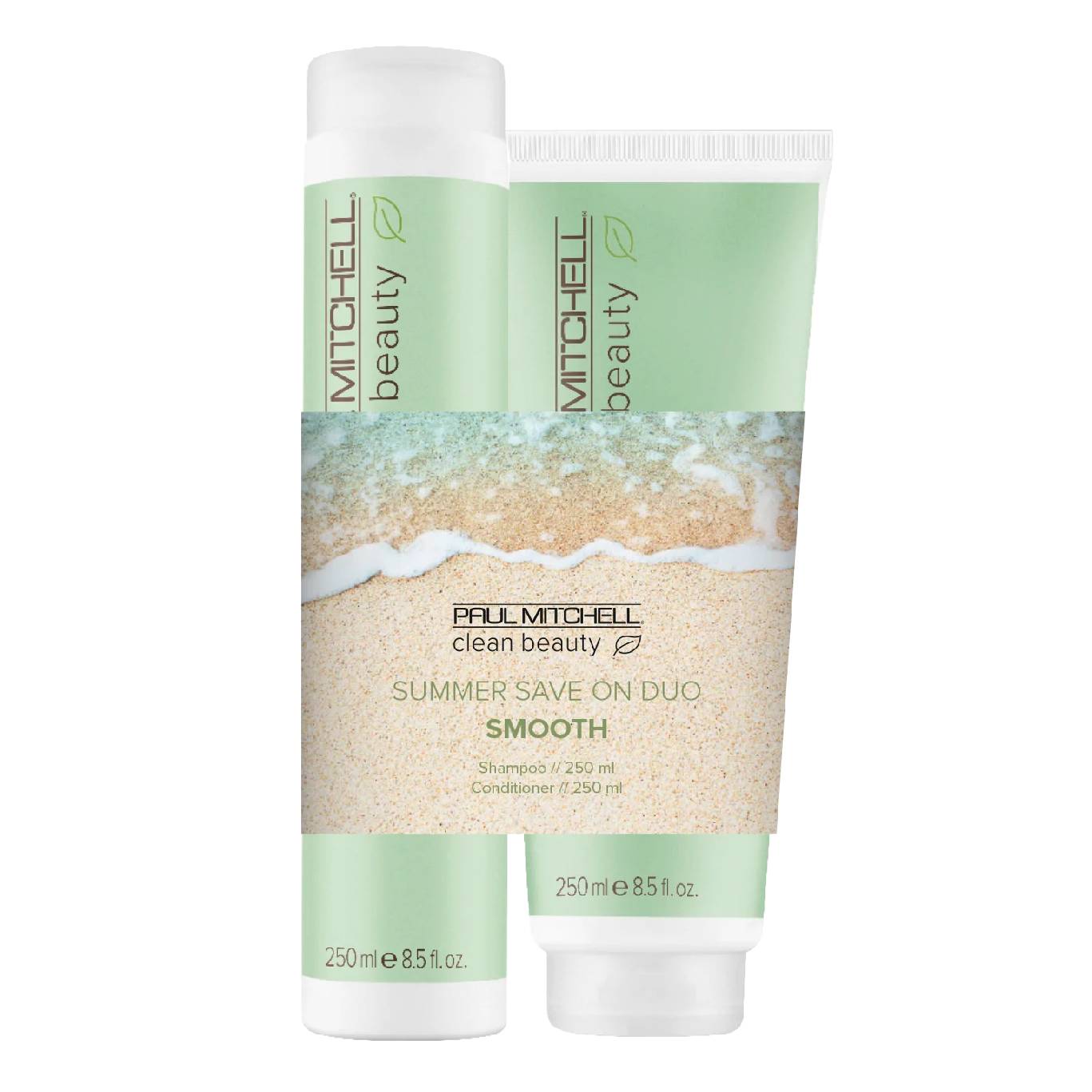 Paul Mitchell Summer Duo Clean Beauty Smooth - Anti-frizz Shampoo a Conditioner - šampon a kondicionér pro vlasy náchylné k frizz efektu, 250 ml