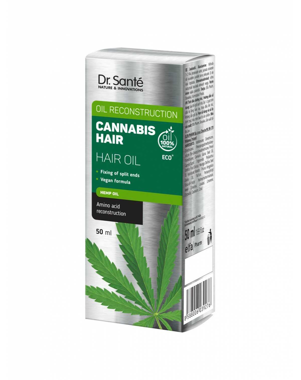 Dr. Santé Cannabis Hair Oil with Hemp Oil and Amino Acid - olej na vlasy s konopným olejom a aminokyselinami. 50 ml