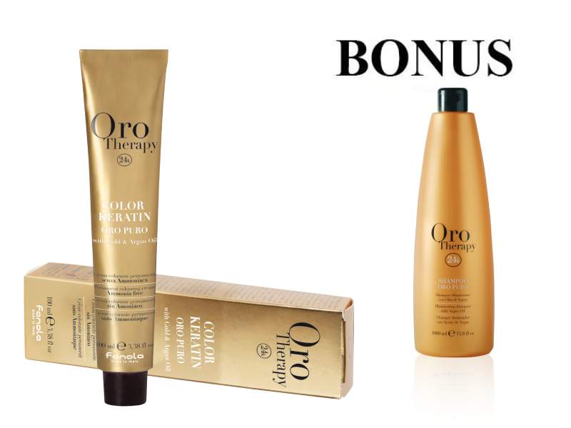 AKCE: 12 ks Fanola Oro puro - profesionální bezamoniaková barva na vlasy, 100 ml + Oro Therapy šampon na vlasy, 1000 ml