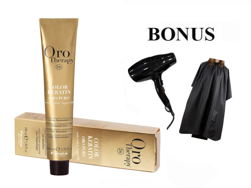 AKCE: 20 ks Fanola Oro puro - profesionální bezamoniaková barva na vlasy, 100 ml + Elektro (dle vlastního výběru) + Pláštěnka/Zástěra (dle vlastního výběru)