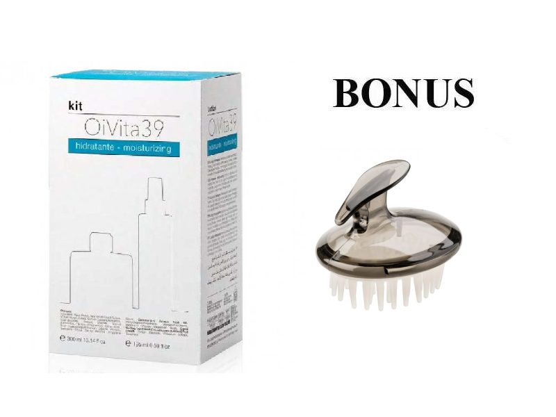 OiVita39 Hydrating-Moisturizing Kit - hydratační šampon a mléko na suché vlasy + masážna kefa Eurostil 04427